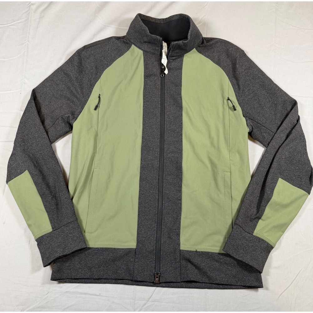Lululemon Athletica Mens Full Zip Track Jacket Gray Green Colorblock Size L